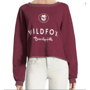 Wildfox XS Maroon Cropped Beverly Hills Sweatshirt Oversized Y2K Loungewear Grun